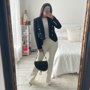 PEGASI Black Double Breasted Blazer w/ Gold Accents